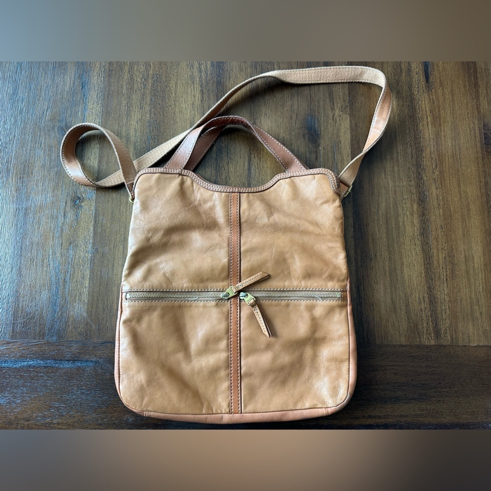 Fossil Leather Camel Fold Over Crossbody